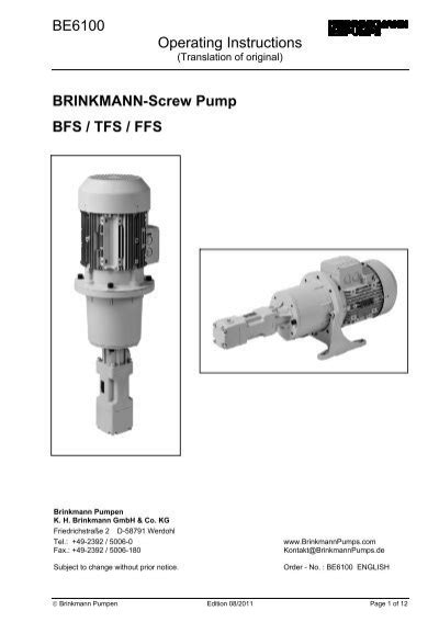 brinkmann screw pump|brinkmann pumps germany.